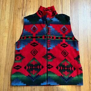 Back In The Saddle Fleece Womens Medium Vest Aztec Western Zip
